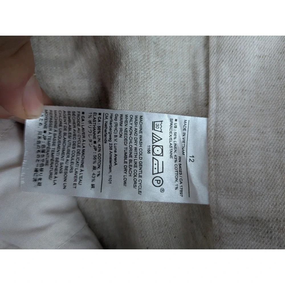 Banana‎ Republic Linen Blend Wide Leg High Waist Paints Women's Size 12 Beige